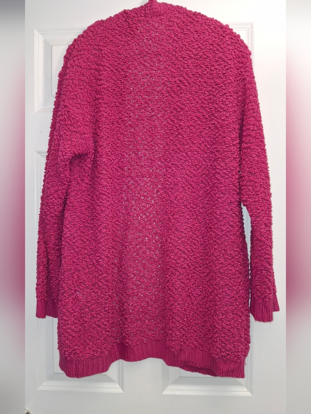 Pulse Plush Open-Front Dark Pink Popcorn Cardigan Sweater, 2xl - Picture 5 of 5